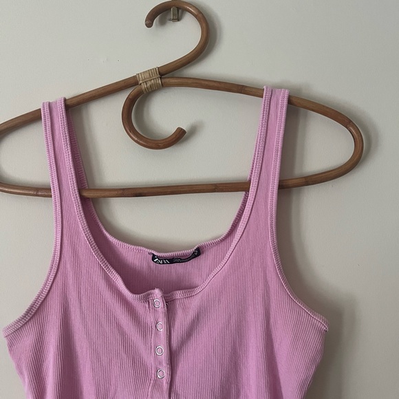 Zara Pink Ribbed Tank Top - Picture 3 of 7